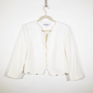 White Scalloped Kasper Blazer Size 14